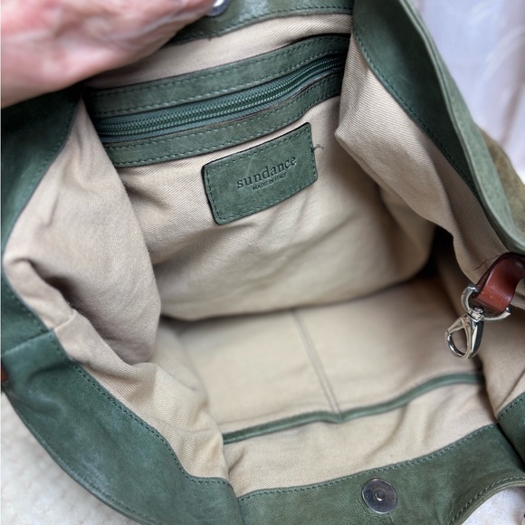 Sundance Olive Green Distressed  Leather Hobo Shoulder Bag - Picture 11 of 15